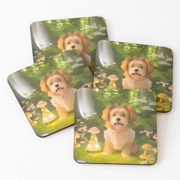 Item preview, Glowing Mushroom Dog Art Print Cottagecore Forest Dog designed and sold by CanineCourier.
