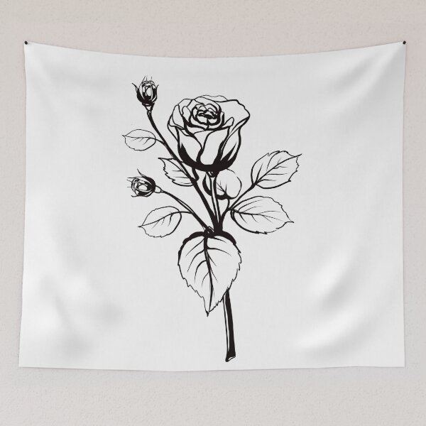 Item preview, Rose bud black line art designed and sold by Fauraarts.