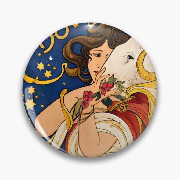 Item preview, Vintage Aries Zodiac Art Nouveau Poster – March Aries Goddess & Ram Astrology Celestial Wall Art designed and sold by EmiliaBassano.