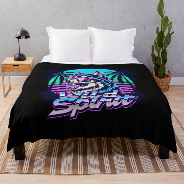 Item preview, Wild Spirit Husky Retro 80s Synthwave Wolf Art designed and sold by AmazingViews.