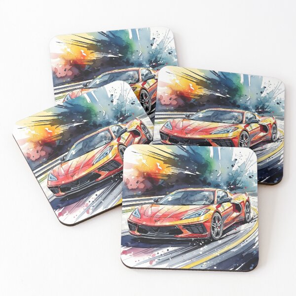 Item preview, Chevrolet Corvette C8 Watercolor Racing Car Poster American Sports Car Wall Art designed and sold by Motorline44.