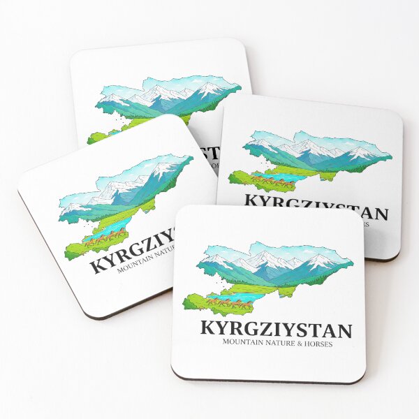 Item preview, Kyrgyzstan Map Art - Tian Shan Mountains & Wild Horses Heritage Design designed and sold by AbulailArt.