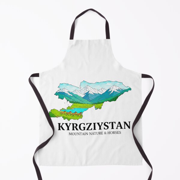 Item preview, Kyrgyzstan Map Art - Tian Shan Mountains & Wild Horses Heritage Design designed and sold by AbulailArt.