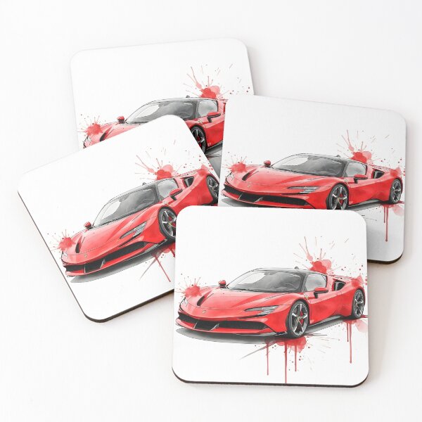 Item preview, Ferrari SF90 Watercolor Supercar Poster Italian Sports Car Wall Art designed and sold by Motorline44.