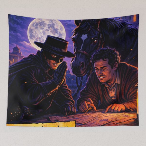 Item preview, Planning in the Shadows Zorro Secret Strategy Comic Night Legend Art designed and sold by SHOCAMPOS DESIGNS .
