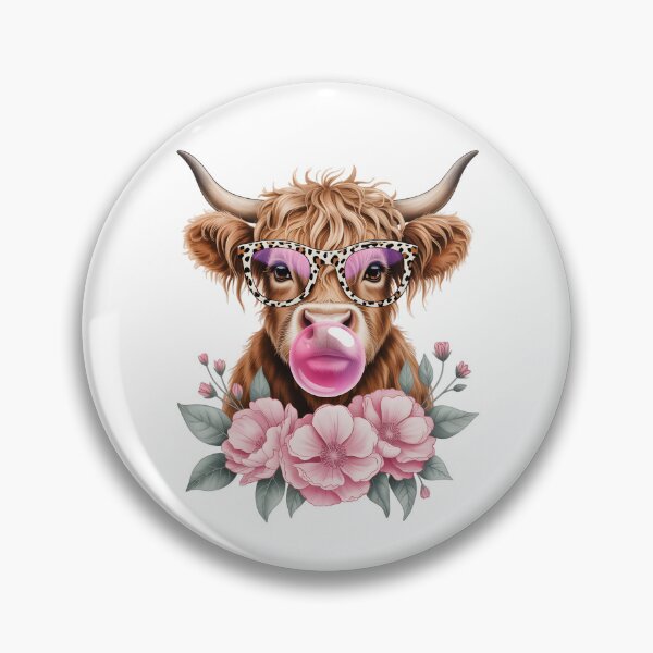 Item preview, Sassy Highland Cow with Bubblegum Floral Leopard Glasses designed and sold by AmazingViews.