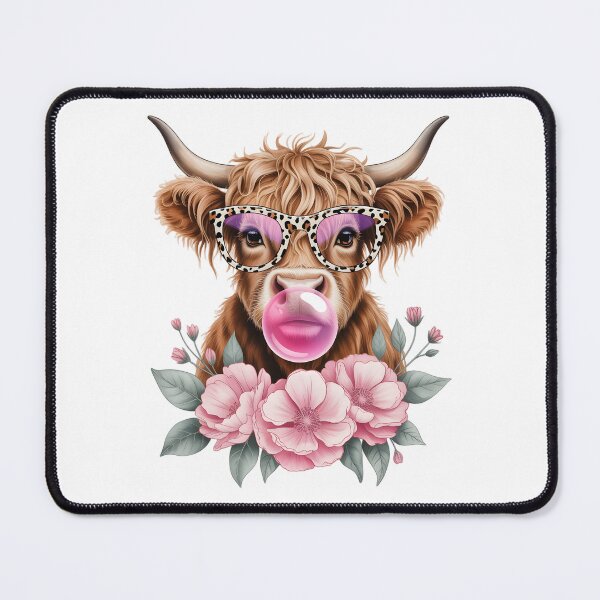 Item preview, Sassy Highland Cow with Bubblegum Floral Leopard Glasses designed and sold by AmazingViews.