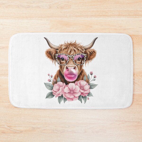 Item preview, Sassy Highland Cow with Bubblegum Floral Leopard Glasses designed and sold by AmazingViews.