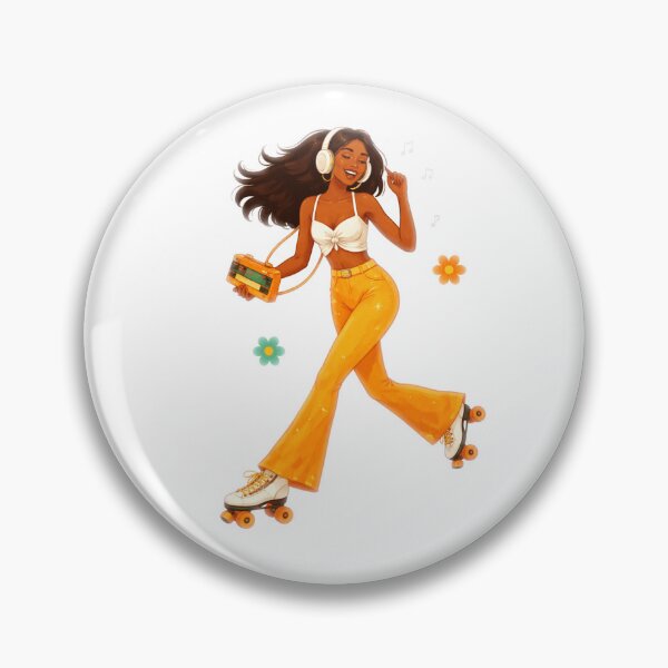 Item preview, Retro Roller Girl Flower Power Illustration designed and sold by CzipipitoStudio.