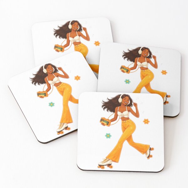 Item preview, Retro Roller Girl Flower Power Illustration designed and sold by CzipipitoStudio.