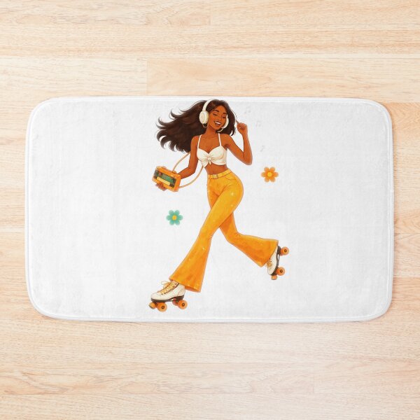 Item preview, Retro Roller Girl Flower Power Illustration designed and sold by CzipipitoStudio.