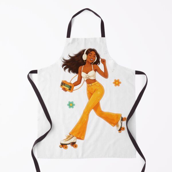 Item preview, Retro Roller Girl Flower Power Illustration designed and sold by CzipipitoStudio.