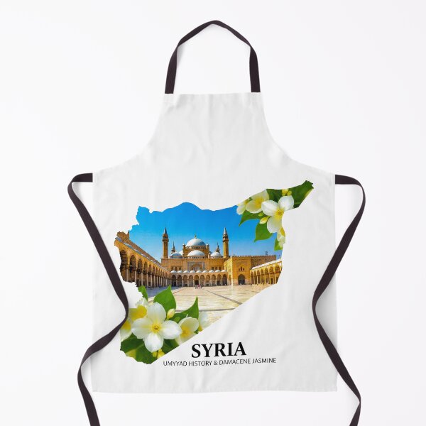 Item preview, Syria Map Art - Umayyad Mosque History & Damascene Jasmine Flower designed and sold by AbulailArt.