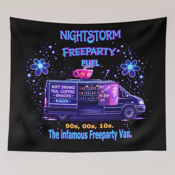 Item preview, NightStorm Freeparty Fuel – The Infamous Freeparty Van Neon Rave Design designed and sold by leyfinder.