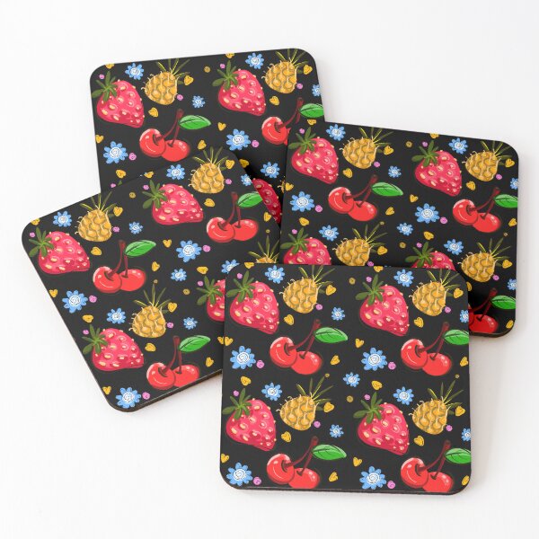 Item preview, cute kawaii fruit pattern - strawberry cherry pineapple seamless summer aesthetic  designed and sold by CuteStuffCo..