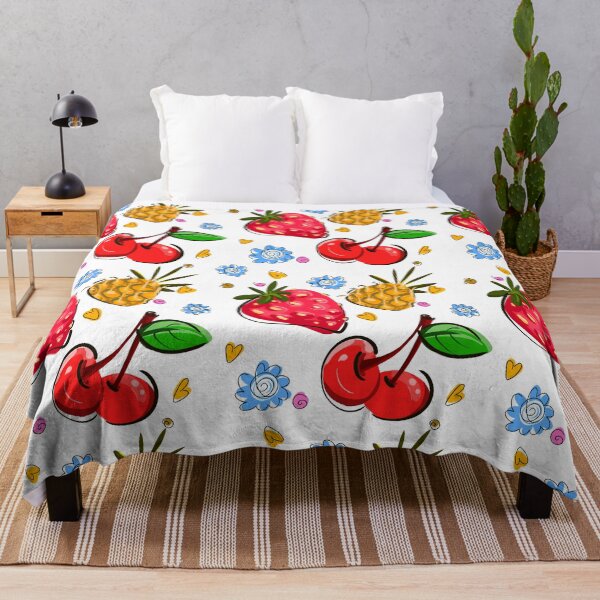 Item preview, cute kawaii fruit pattern - strawberry cherry pineapple seamless summer aesthetic  designed and sold by CuteStuffCo..