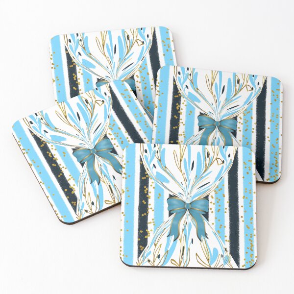 Item preview, Blue, Black, Gold Glitter, Blue Bow designed and sold by MoodyMuseArt.