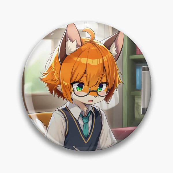 Item preview, Studying Fox Pin designed and sold by NekoSayaka.