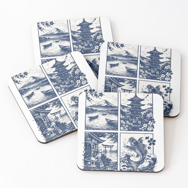 Item preview, Japanese Traditional Landscape koi and temple Art designed and sold by Vyntrax.
