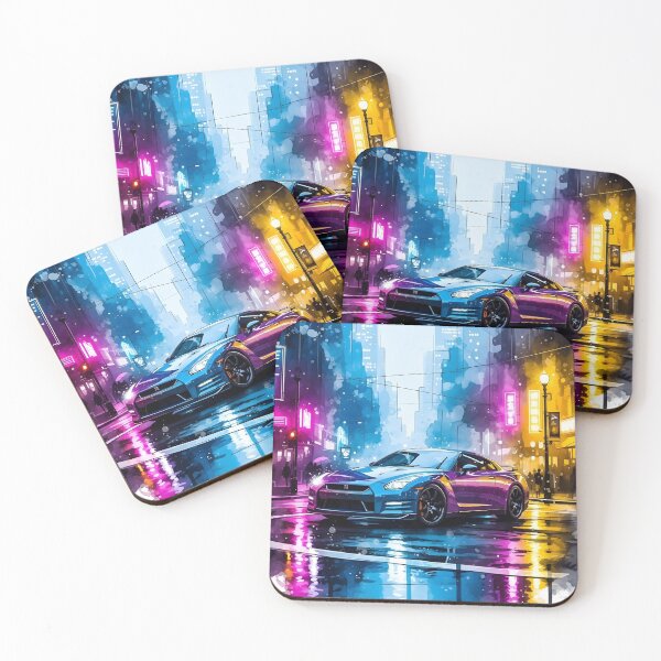 Item preview, Nissan GT-R Neon City Watercolor Illustration Cyberpunk JDM Sports Car Art designed and sold by Motorline44.