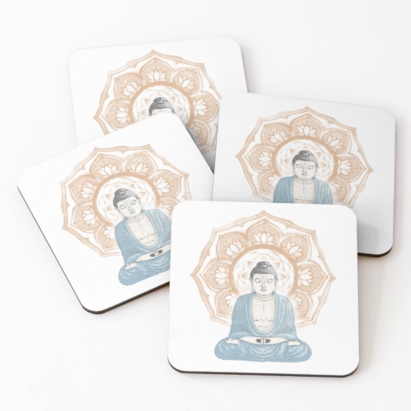 Item preview, Buddha Padma Watercolor - Dove Slate Sky - Rust Halo designed and sold by Irene Estelle.