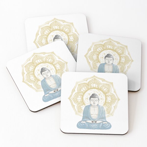 Item preview, Buddha Padma Watercolor - Dove Slate Sky - Saffron Halo designed and sold by Irene Estelle.