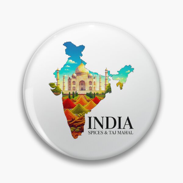 Item preview, India Map Art - Taj Mahal Landmark & Authentic Spices Design designed and sold by AbulailArt.