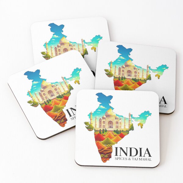 Item preview, India Map Art - Taj Mahal Landmark & Authentic Spices Design designed and sold by AbulailArt.