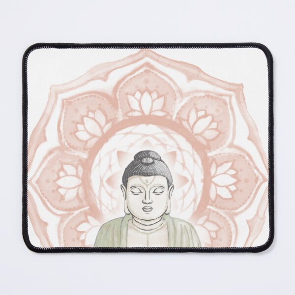 Item preview, Buddha Padma Watercolor - Dove Slate Tea - Coral Halo designed and sold by Irene Estelle.