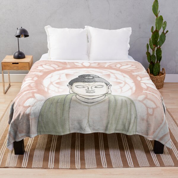 Item preview, Buddha Padma Watercolor - Dove Slate Tea - Coral Halo designed and sold by Irene Estelle.