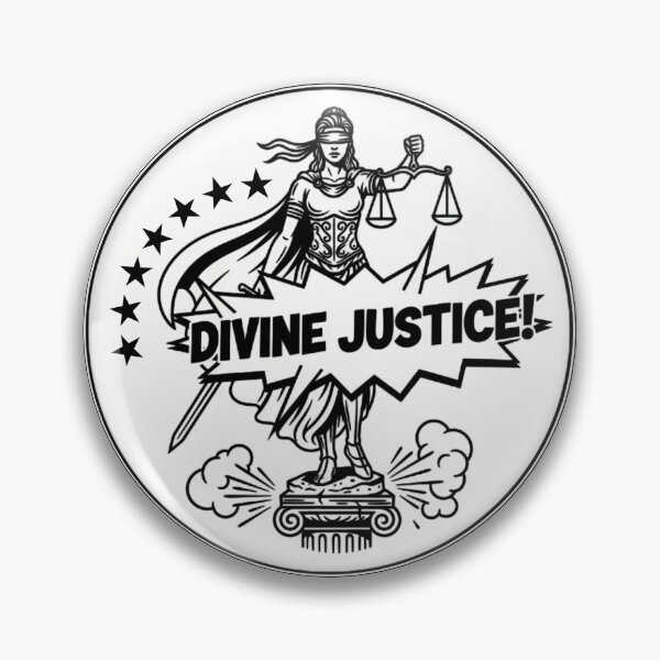Item preview, Motivational circle b&w DIVINE JUSTICE! designed and sold by Giulivo Store Graphic.