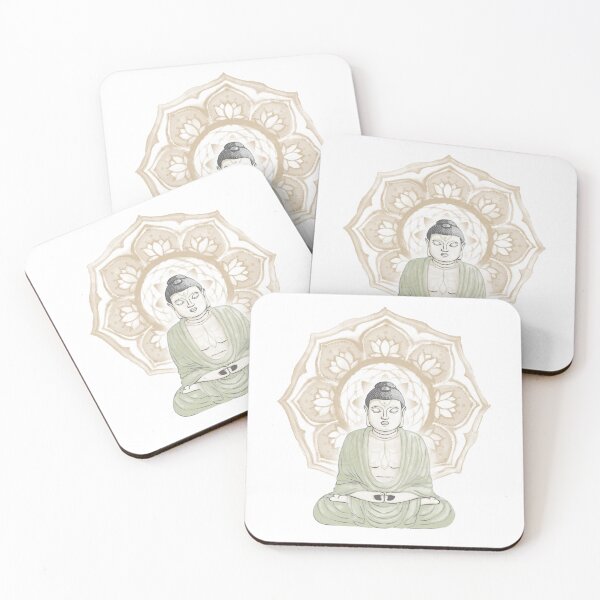 Item preview, Buddha Padma Watercolor - Dove Slate Tea - Fawn Halo designed and sold by Irene Estelle.