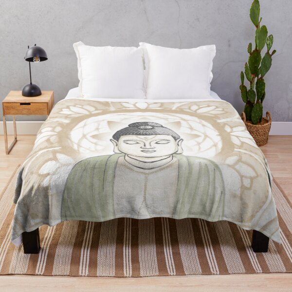 Item preview, Buddha Padma Watercolor - Dove Slate Tea - Fawn Halo designed and sold by Irene Estelle.