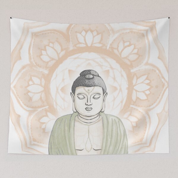 Item preview, Buddha Padma Watercolor - Dove Slate Tea - Melon Halo designed and sold by Irene Estelle.