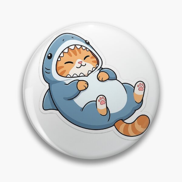 Item preview, Cute Ginger Cat in Blue Shark Pajamas Animal Onesie Art designed and sold by NoopnyangStudio.