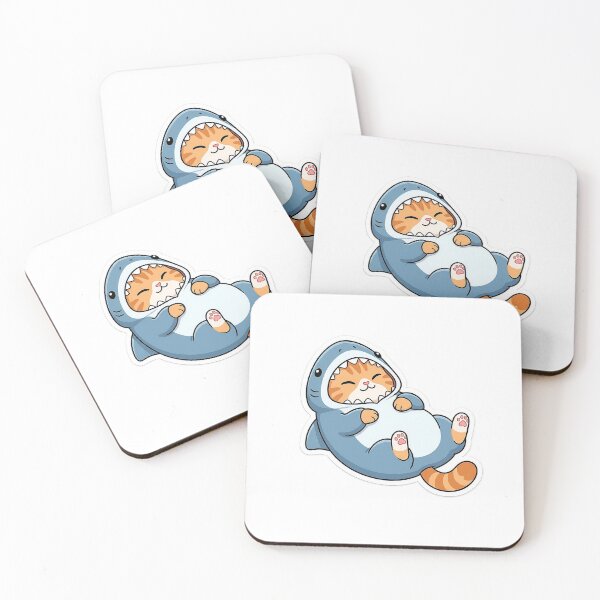 Item preview, Cute Ginger Cat in Blue Shark Pajamas Animal Onesie Art designed and sold by NoopnyangStudio.