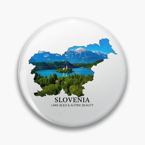 Item preview, Slovenia Map Art - Lake Bled Island & Alpine Mountain Beauty Design designed and sold by AbulailArt.