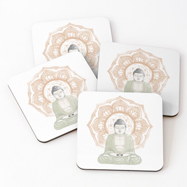 Item preview, Buddha Padma Watercolor - Dove Slate Tea - Rust Halo designed and sold by Irene Estelle.