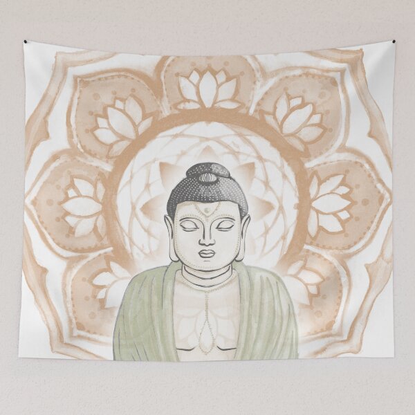 Item preview, Buddha Padma Watercolor - Dove Slate Tea - Rust Halo designed and sold by Irene Estelle.