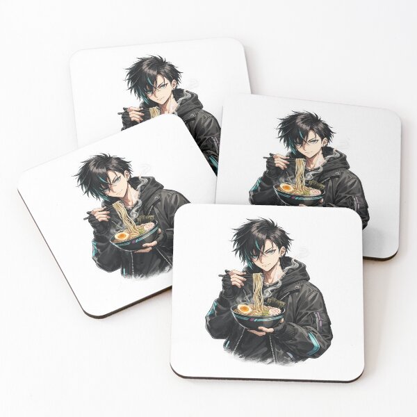Item preview, Cool anime Boy with ramen- Cyberpunk aesthetic sticker designed and sold by ascendzero.