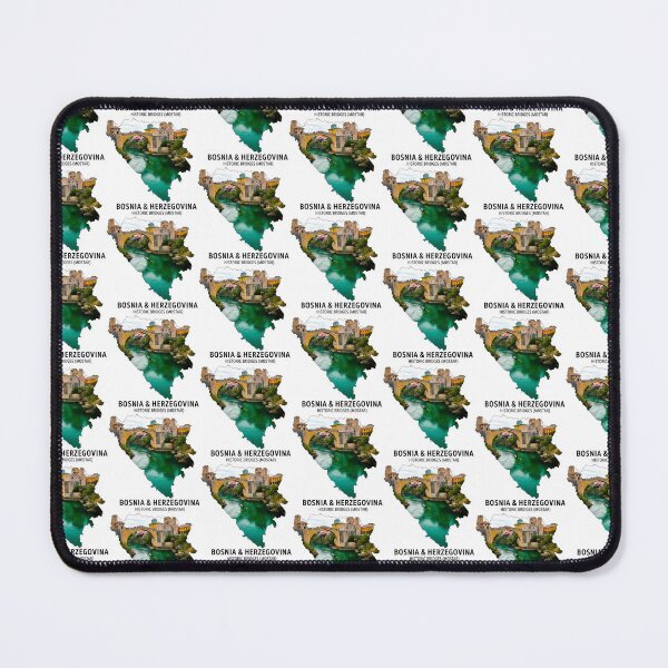 Item preview, Bosnia & Herzegovina Map Art - Historic Mostar Bridge & Emerald River Design designed and sold by AbulailArt.