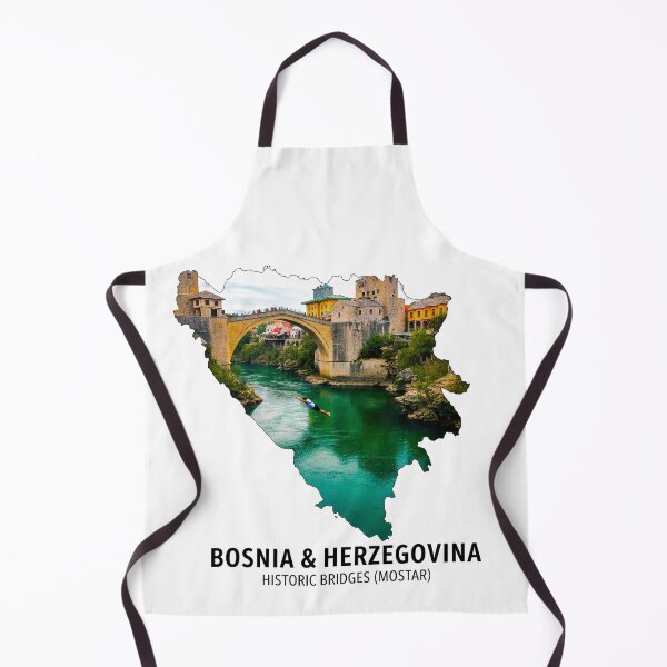 Item preview, Bosnia & Herzegovina Map Art - Historic Mostar Bridge & Emerald River Design designed and sold by AbulailArt.
