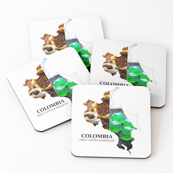 Item preview, Colombia Map Art - Finest Coffee Beans & Green Emeralds Design designed and sold by AbulailArt.