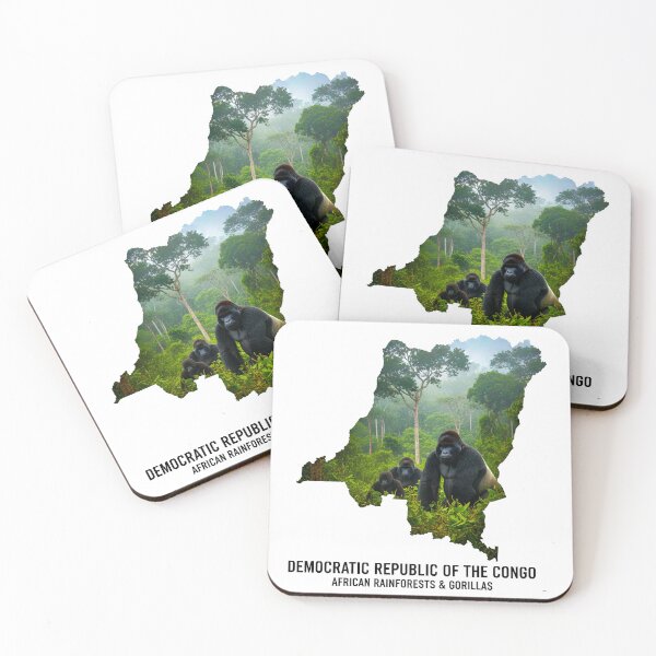 Item preview, Democratic Republic of the Congo Map Art - African Rainforest & Gorillas Design designed and sold by AbulailArt.