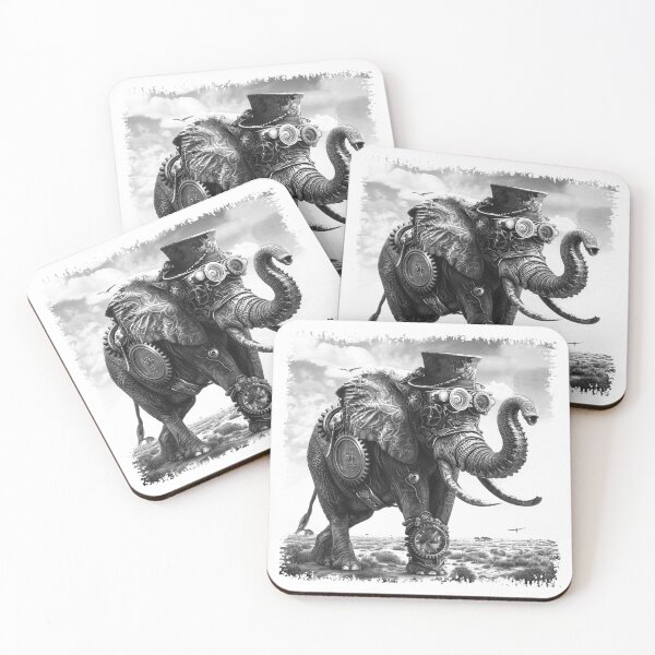 Item preview, Steampunk Elephant in Top Hat - Vintage Clockwork Animal Art designed and sold by inkoutninja.