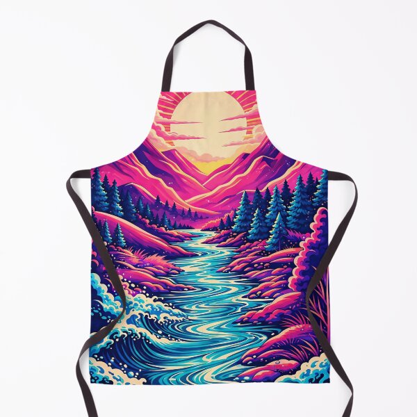 Item preview, Vibrant Neon Mountain River Sunset Landscape designed and sold by SarahRoseZenaun.