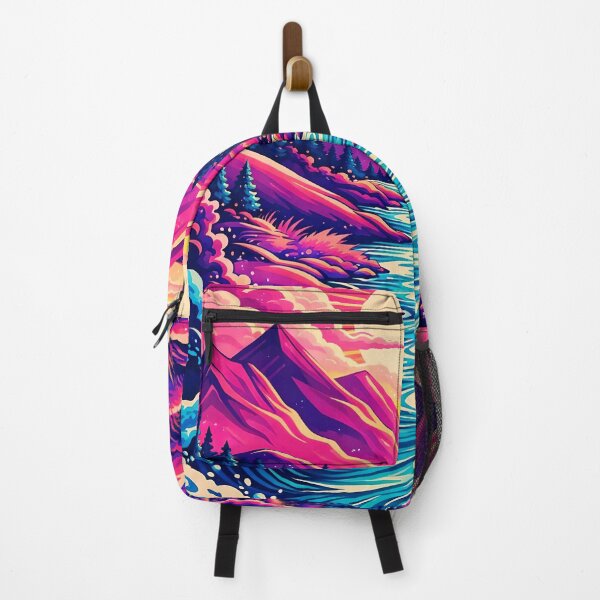 Item preview, Vibrant Neon Mountain River Sunset Landscape designed and sold by SarahRoseZenaun.