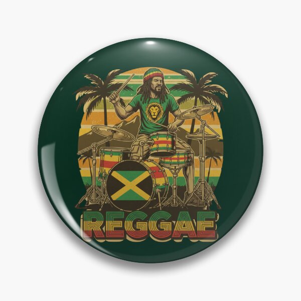 Item preview, Vintage Reggae Drummer Retro Sunset - Jamaican Roots Music Art designed and sold by Rhythm Thru Art .