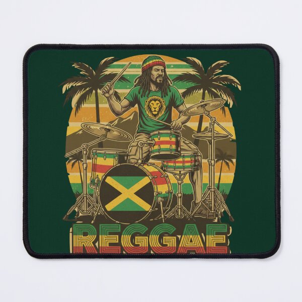 Item preview, Vintage Reggae Drummer Retro Sunset - Jamaican Roots Music Art designed and sold by Rhythm Thru Art .