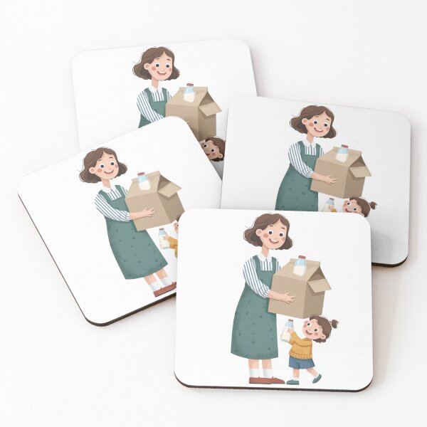 Item preview, Mother Daughter Helping Cute Storybook Illustration designed and sold by BigStar-Cart.